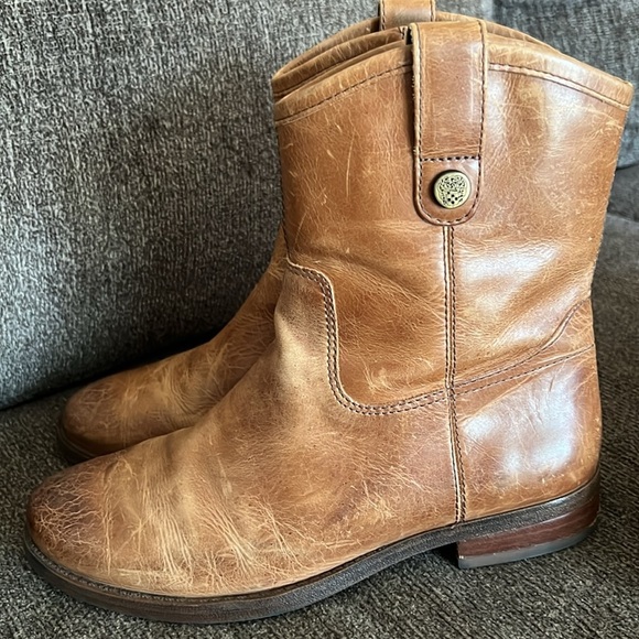 Vince Camuto Payatt Boots Size 8 M Warm Cognac Patina Round Toe - Picture 5 of 16